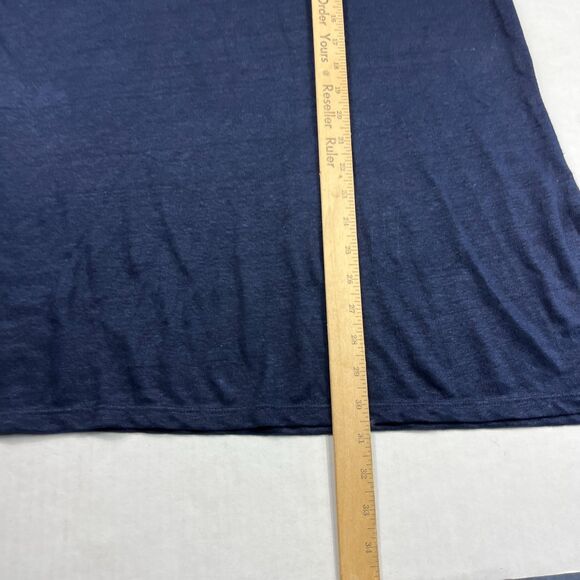 Chicos Linen Knit Tunic Top Navy Blue 3/4 Sleeve Embroidered Sequin Boho 0 SMALL - Picture 7 of 11